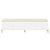 Spacious TV Stand with 4-Door Storage, Functional TV Cabinet for Modern and Italian Minimalist Living Rooms, 170L x 38W x 50H cm, White(m-2)