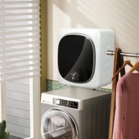 HOMCOM Secadora de Evacuación 3 KG 800W Función Antiarrugas Función Esterilizar 5 Programas Carga Frontal 48x40x56 cm Blanco(m-8)