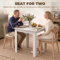 HOMCOM Square Dining Table, Modern Small Dining Table with Wood Effect, Space Saving, Non-slip Foot Pads, White(m-4)