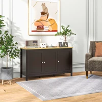 HOMCOM Sideboard, Buffet Cabinet with Doors and Adjustable Shelves for Living Room, Entryway, Black and Natural(m-8)