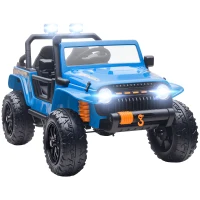 AIYAPLAY Elektrofahrzeug für Kinder, 12V Batterie, mit Eltern-Kind-Sitz, fernsteuerbar, Musik, Hupe, LED-Lichter, 3-8 Jahre, Blau(m-12)