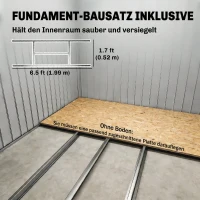 Outsunny Geräteschuppen, mit Lüftungsfenstern, Schiebetüren, verzinkter Stahl, 213 x 130 x 172 cm, Hellgrau(m-6)