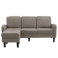 L-Shaped Sofa with Reversible Chaise Lounge, 3-Seater Couch for Living Rooms, Apartments, or Offices, 116L x 118W x 77H cm, Dark Grey(m-2)