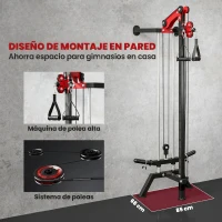 SPORTNOW Máquina Polea Alta y Baja de Pared de Polea Ajustable en 16 Posiciones con Barra para Jalones para Casa en Gimnasio(m-7)