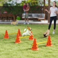 PawHut Agility Set Hunde 3-teiliges Agility-Ausrüstung für Hundetraining Steckhürdenset mit 6 Kegel 3 Hürden Tragetasche(m-10)
