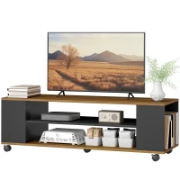 HOMCOM Mueble de TV Suspendido o de Pie con Ruedas 4 Estantes para Televisión de 55 Pulgadas 120x40x38,5 cm Nogal y Negro(m-11)