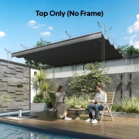 Outsunny Retractable Pergola Cover, 3.5 x 2.6 m Replacement Canopy Fabric for 4 x 3 m Frame, Roof Top Only, Dark Grey(m-10)