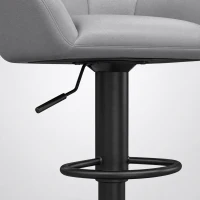 HOMCOM Bar Stools Adjustable Heights Breakfast Bar Stools Backrest Armrests Set of 2 with Rubber Ring Metal Base, Grey(m-11)