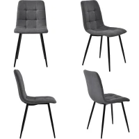 Modern Dining Table and 4 Chairs Set with Marble-Effect MDF Top, Practical Table Set for Modern Kitchens and Flats, 44L x 41W x 86H cm, Grey(m-12)