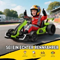 HOMCOM 4 V Elektro Go-Kart für Kinder Bis 12 Km/h Gokart mit Drift-Funktion, 2 Motoren verstellbarem Sitz Sanftanlauf(m-4)