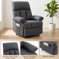 HOMCOM Poltrona de Massagem Relax Reclinável com 8 Pontos de Massagem e Função Calor 85x93x103 cm Cinzento(m-7)