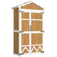 Outsunny Caseta de Jardín de Madera 105x55x179 cm Armario para Herramientas con 4 Estantes Techo de Metal Galvanizado Natural(m-1)