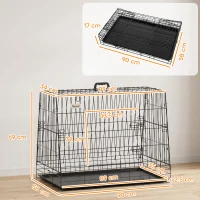 PawHut 35"(90 cm) Car Dog Crate Medium Large Collapsible Slanted Travel Dog Cage with Tray for Car Boot(m-3)