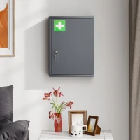kleankin Medizinschrank zur Wandmontage mit Schloss, 3-stufiger Stahl-Wandschrank, 40 x 15 x 53,5 cm, Kohlegrau(m-9)