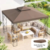 Outsunny Ersatzdach für Pavillons, mit Winddach, Wasserabführung, robust und langlebig, Farbe: Kaffee, 3 x 3 m(m-7)