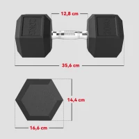 HOMCOM Mancuerna Hexagonal 20 kg de Hierro Fundido Pesas de Metal Recubiertas de Goma para Entrenamiento en Casa Gimnasio Negro(m-3)