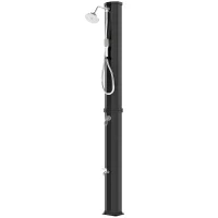 Outsunny Ducha Solar Jardín 60L con Cabezal Ducha de Mano Grifo para Pies y Temperatura Ajustable Máx. 60 °C para Piscina Negro(m-11)