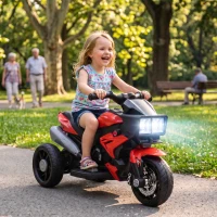 AIYAPLAY Kids Electric Motorcycle Ride-On Toy, 3-Wheel Battery-Operated Motorbike with Horn, Toddler Ride On Bike, Red(m-2)