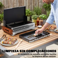 Outsunny Barbacoa de Carbón Plegable Barbacoa Portátil 50,5x34x33 cm con Bandeja de Carbón Extraíble para Camping Picnic Negro(m-7)