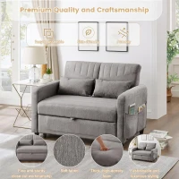 Adjustable Sofa Bed with 3-Level Backrest, Cozy Couch for Small Apartments, Living Rooms, or Bedrooms, 112L x 169W x 59H cm, Dark Grey(m-5)