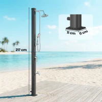 Outsunny Ducha Solar Jardín 20L con Cabezal Ducha de Mano Grifo para Pies y Temperatura Ajustable Máx. 60 °C para Piscina Negro(m-3)