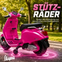 AIYAPLAY Elektro-Kindermotorrad, Vespa, 3 km/h, 3-6 Jahre, Musik, Licht & Radio, Rosa(m-6)