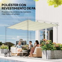 Outsunny Techo de Repuesto Retráctil 3x2,5 m para Marco de 2,85x2 m Toldo de Tela Solo para Cenador Jardín con 8 Orificios Crema(m-5)