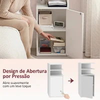 HOMCOM Conjunto de 2 Mesas de Cabeceira com Armário e Compartimentos Abertos, 25x30x60 cm, Branco(m-6)