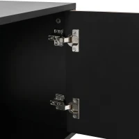 Spacious TV Cabinet with 4-Door Concealed Storage, Practical TV Stand for Dining Rooms and Living Rooms, 179L x 35W x 53.5H cm, Black+Wood(m-9)