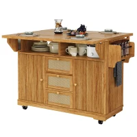 Foldable Serving Trolley with Ample Storage and Snack Racks, Mobile Kitchen Island for Balconies or Dining Room, 142.5L x 40W x 95H cm, Dark Brown(m-12)
