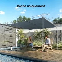 Outsunny Toile de Toit pour pergola Bâche pour Pergola rétractable de 3 x 3 m, Polyester 180g/m³, Anti-UV 30+, Gris foncé(m-11)