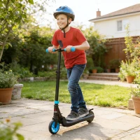 HOMCOM Folding Electric Scooter with Brake, for Ages 6+ Years, 8km/h Maximum Speed, Blue(m-10)