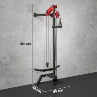 SPORTNOW Máquina Polea Alta y Baja de Pared de Polea Ajustable en 16 Posiciones con Barra para Jalones para Casa en Gimnasio(m-3)