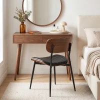 HOMCOM Esszimmerstühle 2er Set Küchenstühle Moderne Polsterstuhl mit Sitzfläche aus Kunstleder, Geschwungener Rückenlehne(m-9)