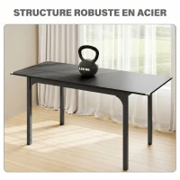 HOMCOM Table à manger extensible de 4 à 6 personnes, pieds en acier, pour petits espaces, salle à manger, noir(m-6)