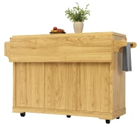 Foldable Serving Trolley with Ample Storage and Snack Racks, Mobile Kitchen Island for Balconies or Dining Room, 142.5L x 40W x 95H cm, Natural+Light Brown(m-9)