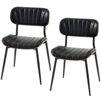 HOMCOM Esszimmerstühle 2er Set Küchenstühle Moderne Polsterstuhl mit Sitzfläche aus Kunstleder, Geschwungener Rückenlehne(m-11)