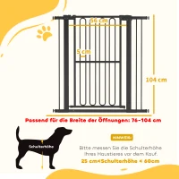 PawHut Türschutzgitter Hund, 76-104 cm Absperrgitter ohne Bohren, Treppengitter(m-3)