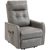HOMCOM Sillón Relax Reclinable Eléctrico Levanta Personas de Cuero PU Control Remoto Asiento con Resorte Reposapiés Gris(m-11)
