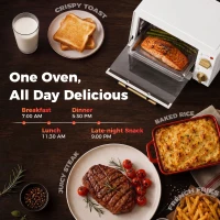 HOMCOM Mini Oven, 9L Countertop Electric Grill, Toaster Oven with Adjustable Temperature and Timer, 750W, White(m-6)