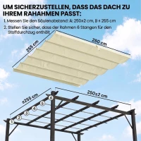 Outsunny Ersatzdach für 3 x 3 m Pergola, einziehbar, mit Regenabflusslöchern, wetterfest, Polyester, 250 x 255 cm Cremeweiß(m-4)