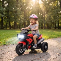 AIYAPLAY Kids Electric Motorcycle Ride-On Toy, 3-Wheel Battery-Operated Motorbike with Horn, Toddler Ride On Bike, Red(m-8)