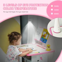 HOMCOM Kids Desk and Chair Set Adjustable Height Study Table Set with Drawer, Book Stand, Pen Slot - Pink(m-7)