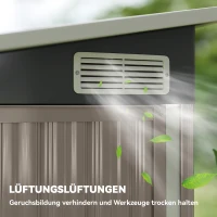 Outsunny Metall Gerätehaus 2,68 m², abschließbar Geräteschuppen mit 3 Türen Lüftung Pultdach Handschuhen(m-7)