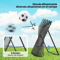 SPORTNOW Red de Rebote Plegable Reboteador de Fútbol Ángulo Ajustable de 5 Niveles con Tubo de Acero 120x73x112 cm Negro(m-4)