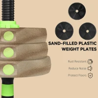 SPORTNOW 20 kg 3-in-1 Adjustable Dumbbell & Barbell Set with EZ Bar, Connecting Rod and Non-Slip Grip for Home Gym, Green(m-7)