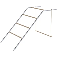 PawHut Hühner Spielgerüst aus Holz, Spielplatz für Hühnern mit Hühnerstangen, verstellbar Schaukel, 82 x 150 x 110 cm Silber(m-11)