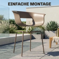 Outsunny Gartenstühle 4er Set ergonomisch Balkonstühle mit Ausschnittdesign Armlehne Wetterfest rostbeständig Kaffee(m-7)