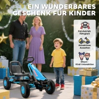 AIYAPLAY Pedal-Gokart für Kinder, höhenverstellbarer Sitz, EVA-Räder, Bremse, Kupplung, 3-8 Jahre, Blau(m-8)
