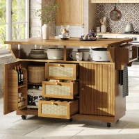 Foldable Serving Trolley with Ample Storage and Snack Racks, Mobile Kitchen Island for Balconies or Dining Room, 142.5L x 40W x 95H cm, Dark Brown(m-7)